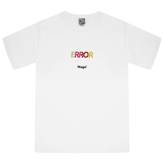 Full shot of the error color t shirt in white