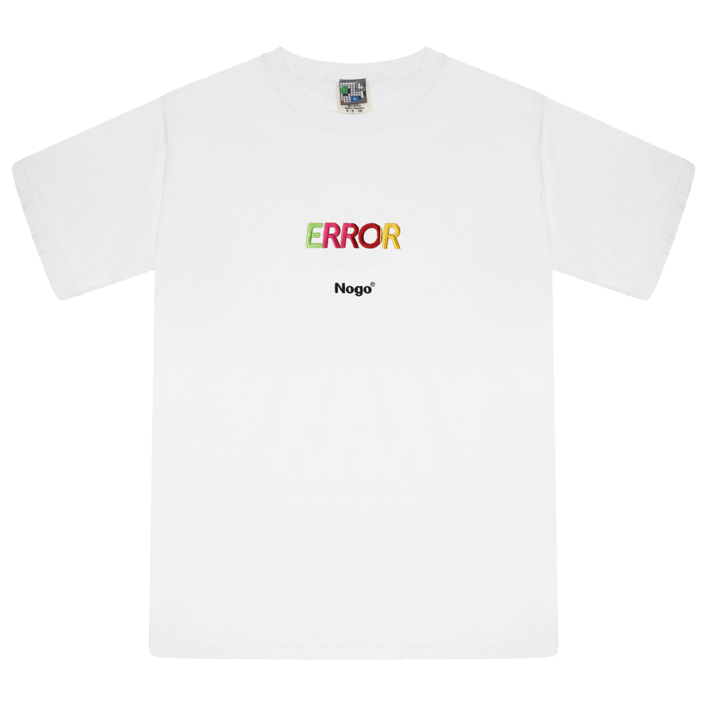 Full shot of the error color t shirt in white