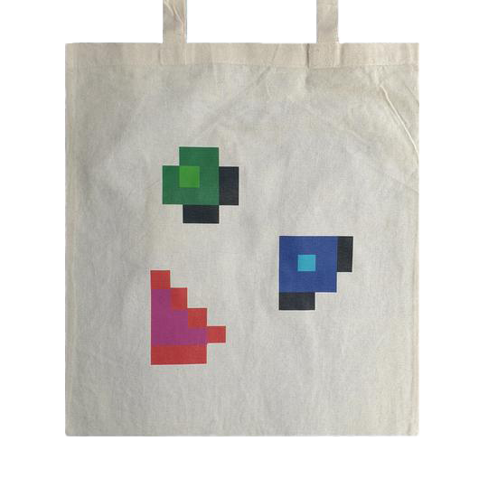 Photograph of cotton tote bag with error symbols