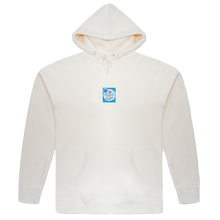 Load image into Gallery viewer, Photograph of off-white hoodie with hellonogo embroidery design
