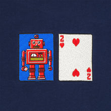 Load image into Gallery viewer, Close-up photograph of solitaire playing card embroidery
